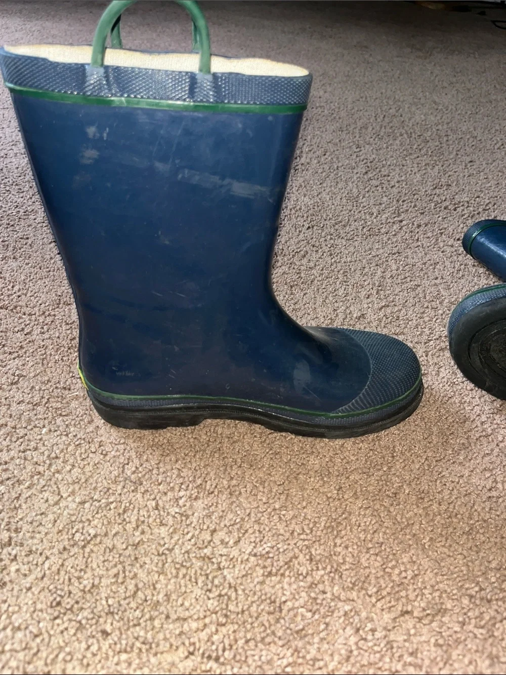 #346 Western Chief Navy Rain Boots with Green Trim